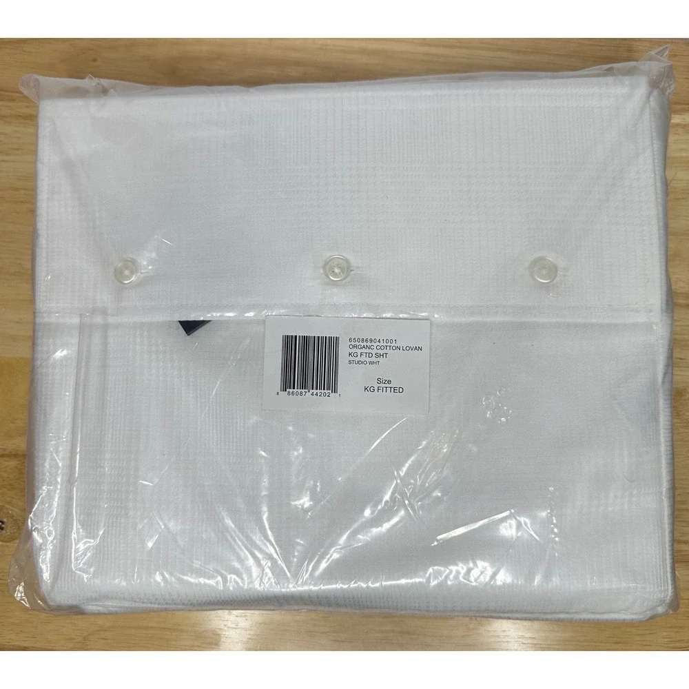 Ralph‎ Lauren Lovan Jacquard Organic Cotton King Fitted Sheet Studio White
